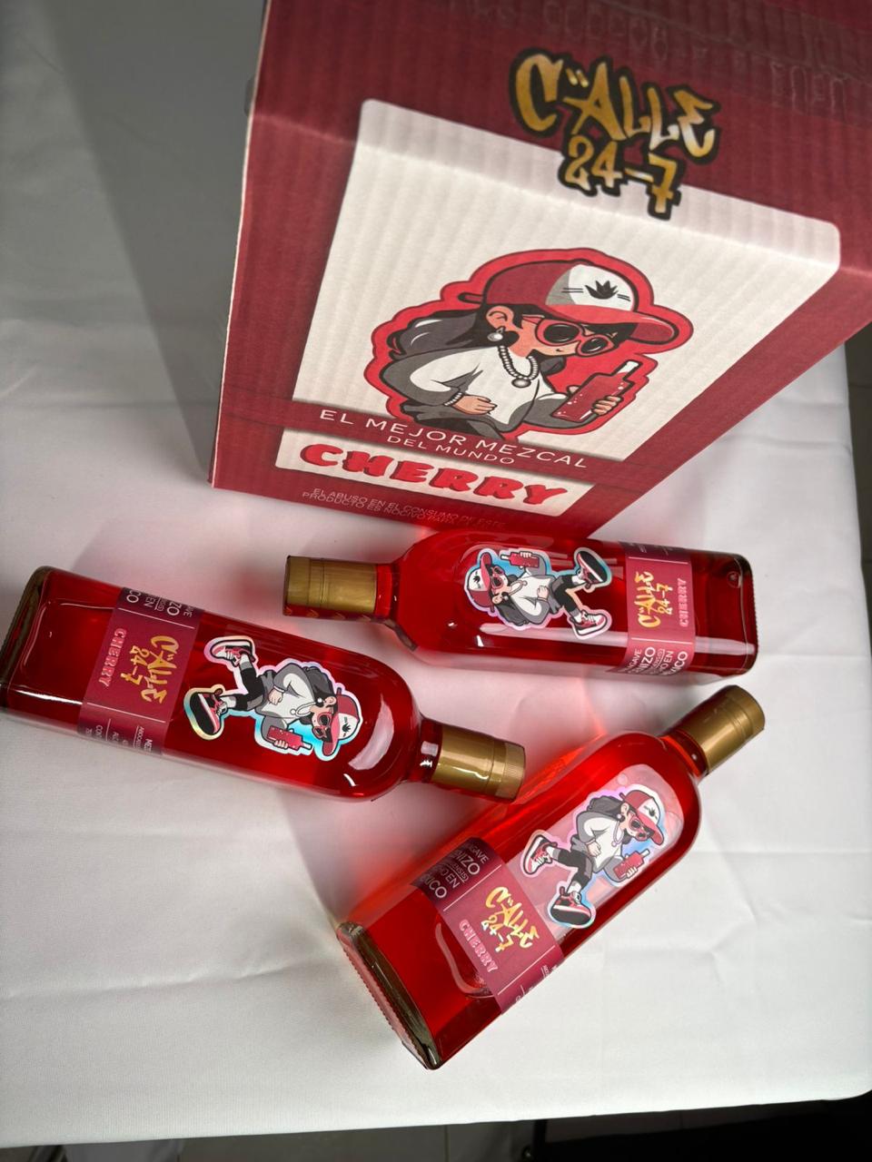 Caja Mezcal Cherry 24-7 con 12 piezas de 750ml